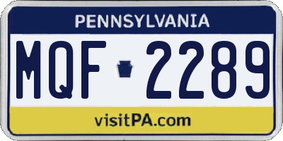 PA license plate MQF2289