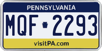 PA license plate MQF2293