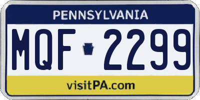 PA license plate MQF2299