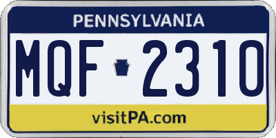 PA license plate MQF2310