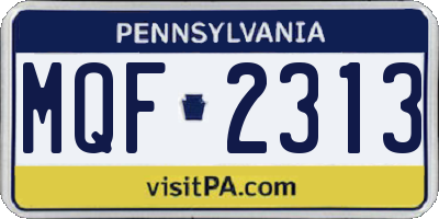 PA license plate MQF2313