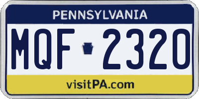 PA license plate MQF2320