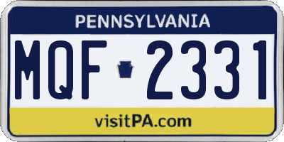PA license plate MQF2331