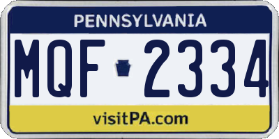 PA license plate MQF2334