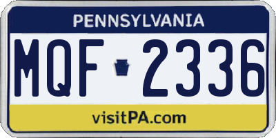 PA license plate MQF2336