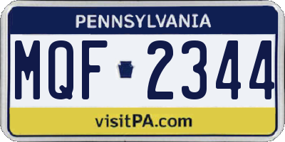 PA license plate MQF2344