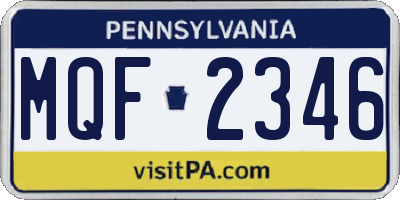 PA license plate MQF2346