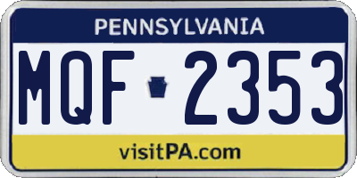 PA license plate MQF2353