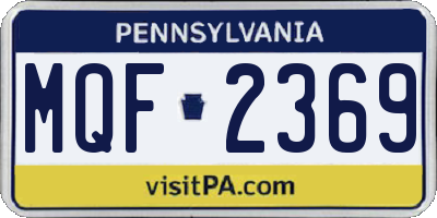 PA license plate MQF2369