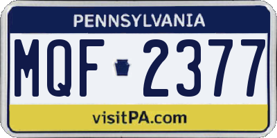 PA license plate MQF2377