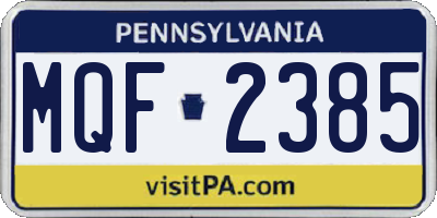 PA license plate MQF2385