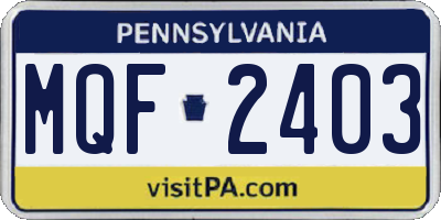 PA license plate MQF2403