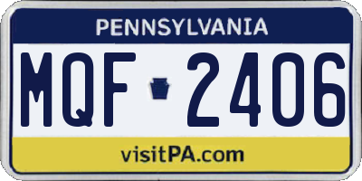 PA license plate MQF2406