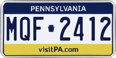PA license plate MQF2412