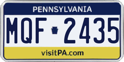 PA license plate MQF2435