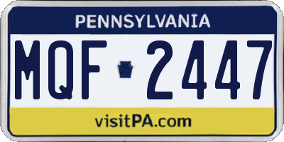 PA license plate MQF2447
