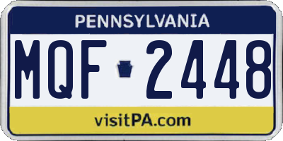 PA license plate MQF2448