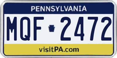 PA license plate MQF2472