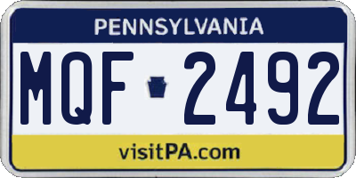 PA license plate MQF2492
