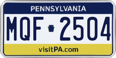 PA license plate MQF2504
