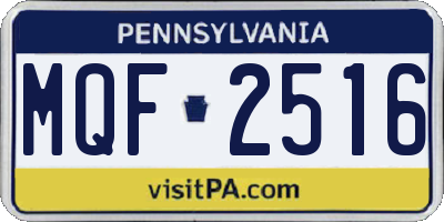 PA license plate MQF2516