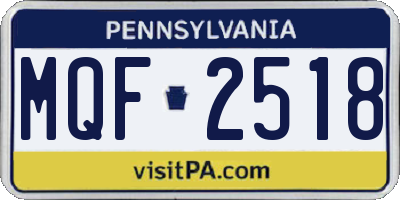 PA license plate MQF2518