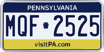 PA license plate MQF2525
