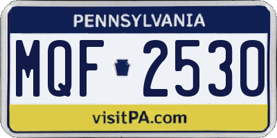 PA license plate MQF2530