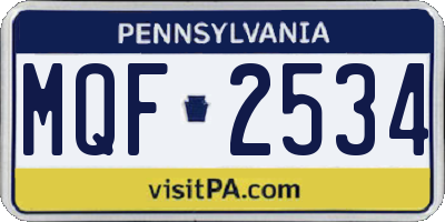 PA license plate MQF2534