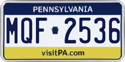 PA license plate MQF2536