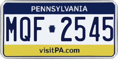 PA license plate MQF2545