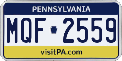 PA license plate MQF2559