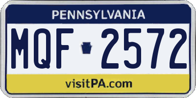 PA license plate MQF2572