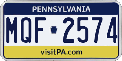 PA license plate MQF2574