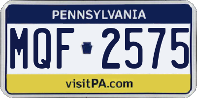 PA license plate MQF2575