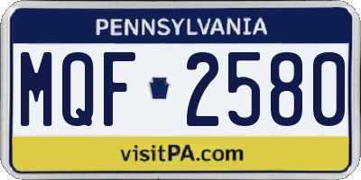 PA license plate MQF2580