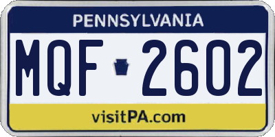 PA license plate MQF2602