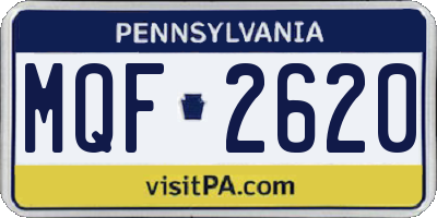 PA license plate MQF2620