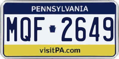 PA license plate MQF2649