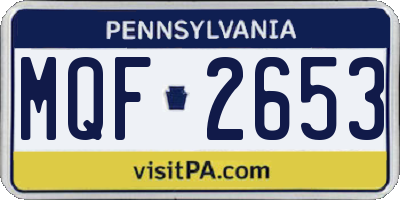 PA license plate MQF2653
