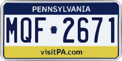 PA license plate MQF2671