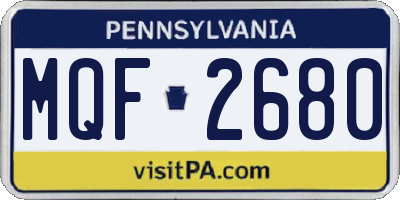 PA license plate MQF2680