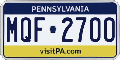 PA license plate MQF2700