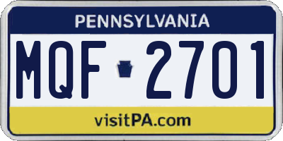 PA license plate MQF2701