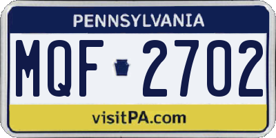 PA license plate MQF2702