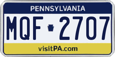 PA license plate MQF2707