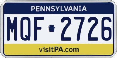 PA license plate MQF2726