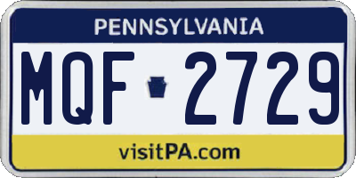PA license plate MQF2729