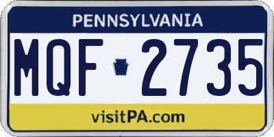 PA license plate MQF2735