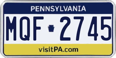PA license plate MQF2745